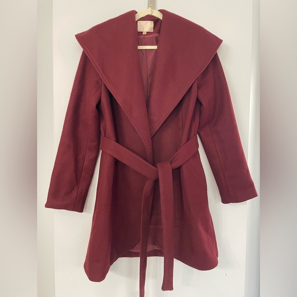 Skies Are Blue, Small, women’s wool blend wide lapel collar belted lined coat - Picture 1 of 5